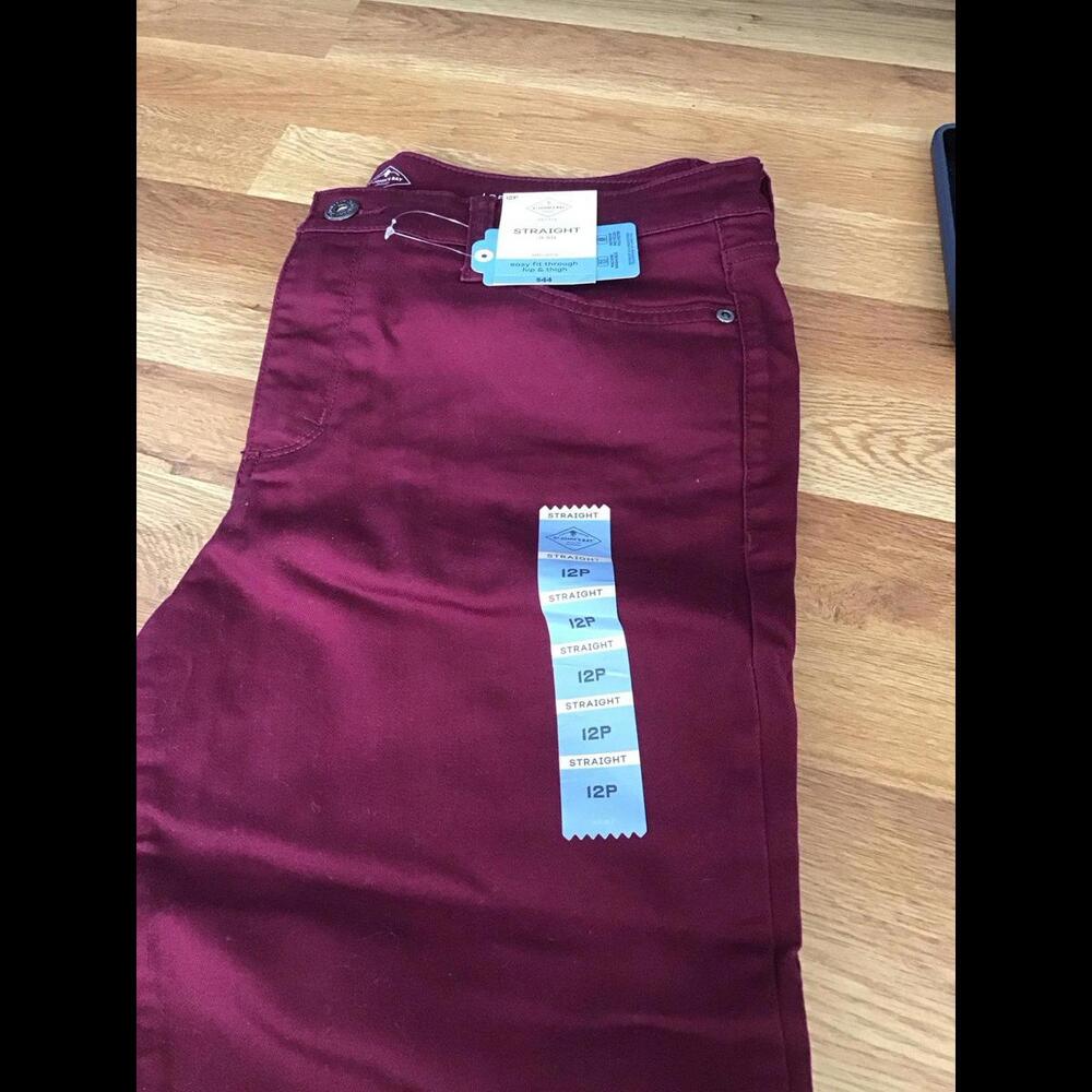 St. John's Bay Women's Straight Leg Jeans in Burgundy